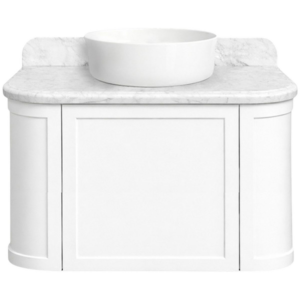 Turner Hastings Evara 75x53 Wall Hung Vanity with Real Marble Top To Suit Above Counter Basin White 1TH EV753-WH-1TH