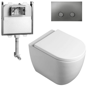 Catalano Sfera Wall Faced Toilet Suite with Standard Soft Close Seat Gloss White - Includes Rogerseller Cistern & Flushplate Graphite SFERAWFSTDGR