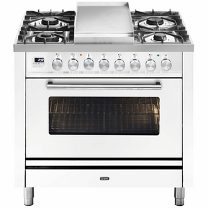 ILVE Professional Plus Series 90cm 6 Burner & Teppanyaki Freestanding Electric Oven with Milano Knobs