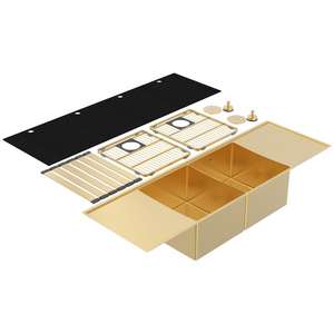 Abey Boutique Lugano Double Bowl & Double Drainer Sink - Eureka Gold