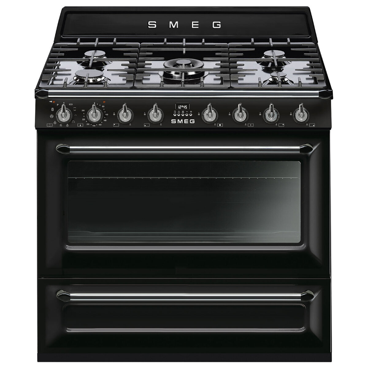Black 900mm top freestanding oven