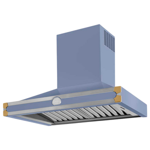 La Cornue Albertine 90cm Canopy Rangehood Paris Blue with Polished Brass