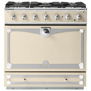 La Cornue Albertine 90cm Dual Fuel Freestanding Oven Morning Dew with Polished Chrome