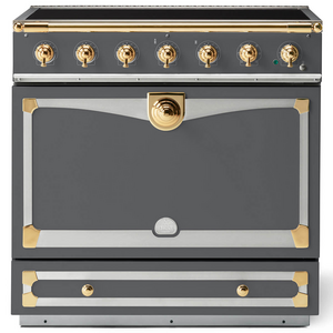 La Cornue Albertine 90cm Induction Freestanding Oven Graphite with Polished Brass