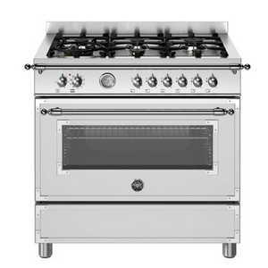 Bertazzoni Heritage Series 90cm 6-Burner Gas Cooktop with Electric Oven Stainless Steel HER96L1ENET