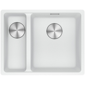 Franke Maris 340/150mm 1 and 1/2 Bowl Left Flushmount Sink with Extension Drainer Polar White