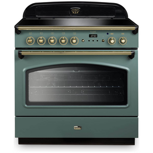 Falcon 90cm Classic FX Induction Freestanding Oven/Stove Mineral Green and Brass CLA90FXEIMG-BR