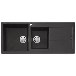 Oliveri Santorini Left-Hand Basin 1 & 3/4 Basin And Drainer - Black