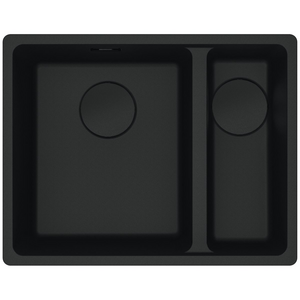 Franke Maris 340/150mm 1 and 1/2 Bowl Right Flushmount Sink with Extension Drainer Matte Black