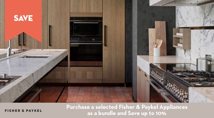 Purchase selected Fisher and Paykel Appliances as a Package and Save up to 10%