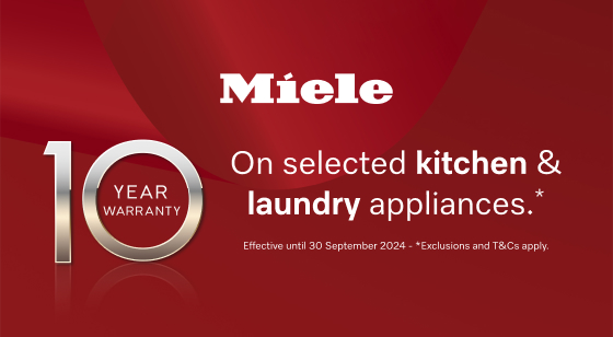 Purchase selected Miele Appliances and receive a Bonus 10 Year Manufacturers Warranty