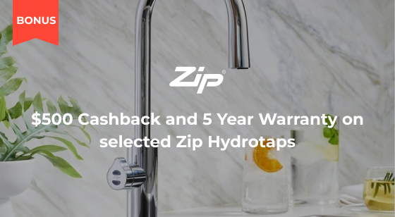 Purchase a selected Zip HydroTap and receive $500 Cashback plus 5 Years Warranty