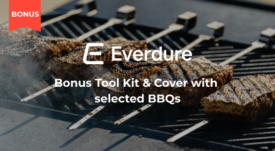 Purchase selected Everdure BBQs and be eligible for a Bonus Tool Kit & Cover
