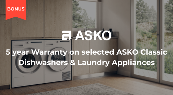 5 Year Warranty on ASKO Classic Dishwashers & Laundry Appliances
