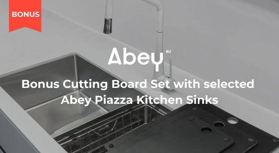 Purchase a selected Abey Piazza Kitchen Sink to redeem a Bonus Cutting Board Set