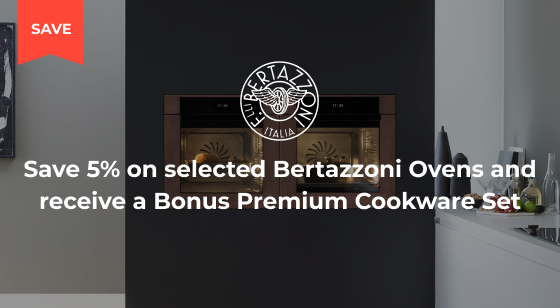 Purchase selected Bertazzoni Ovens and Save 5% Plus bonus Cookware