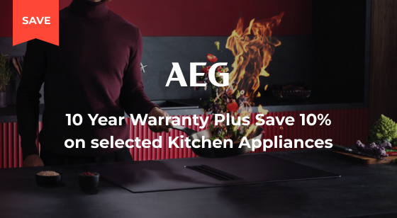 Purchase Selected AEG Appliances and Save 10% Plus a Total 10 Year Manufacturers Warranty