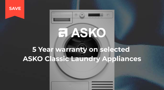 Purchase selected ASKO Classic Laundry Appliances a Total 5 Year Warranty 