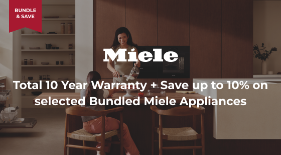 Total 10 Year Warranty on selected Miele Plus save up to 10% on Miele appliance packages