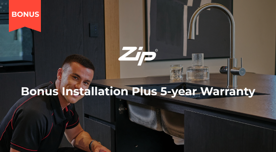 Purchase a selected Zip HydroTap and receive free certified installation + 5-year Warranty