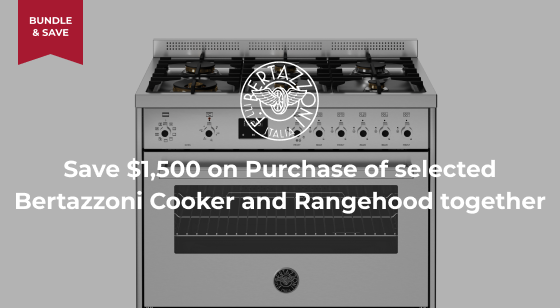Purchase selected Bertazzoni Cooker and Rangehood together and Save $1,500