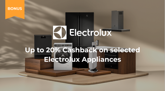 Purchase selected Electrolux Appliances together and receive up to 20% Cashback
