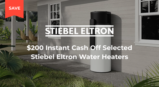 Purchase a selected Stiebel Eltron Water Heater and receive $200 Instant Cash Off
