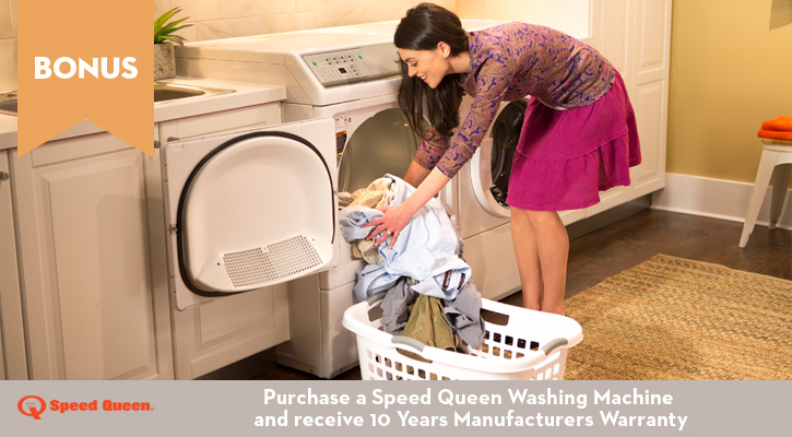 Purchase a Speed Queen Home Washing Machine and receive 10 Years Warranty