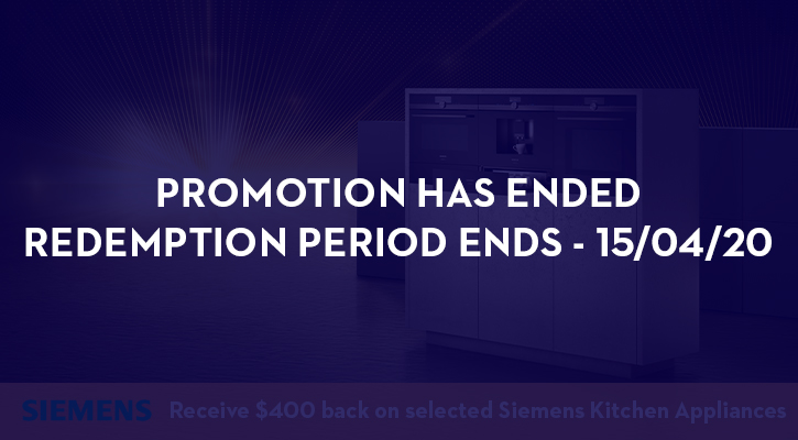 Receive $400 back on selected Siemens Kitchen Appliances
