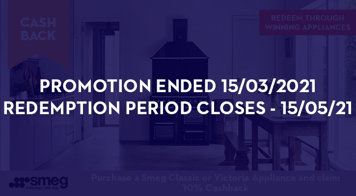 Purchase a Smeg Classic or Victoria Appliance and Receive 10% Cashback