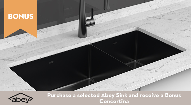 Purchase a selected Abey Sink and receive a Bonus Concertina