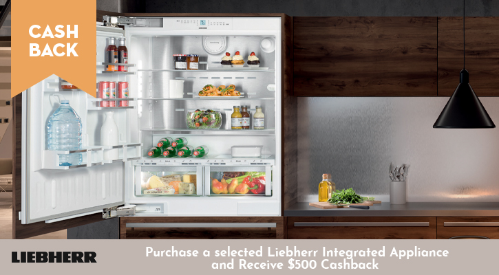 Purchase a selected Liebherr Integrated Refrigeration Appliance and Receive $500 Cashback