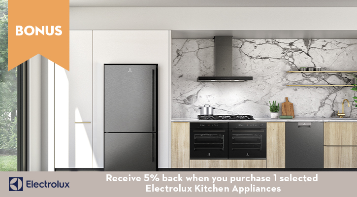 Receive 5% back when you purchase a selected Electrolux Kitchen Appliance