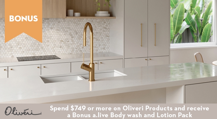 Spend $749 or more on Oliveri products and receive a Bonus Lotion and Wash Pack