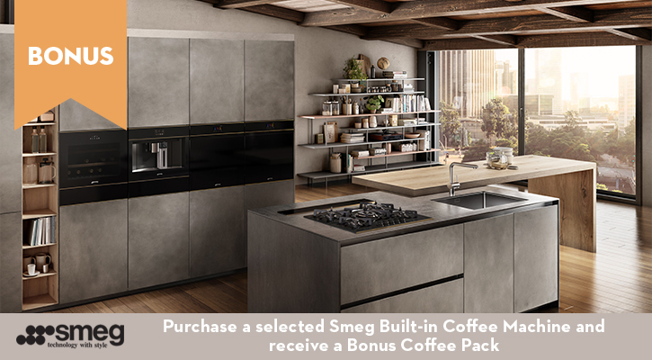 Purchase a selected Smeg Built-in Coffee Machine and receive a Bonus Coffee Pack