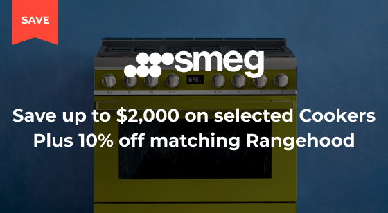 Purchase selected Smeg Cookers and Save up to $2,000 Plus 10% off matching Rangehood