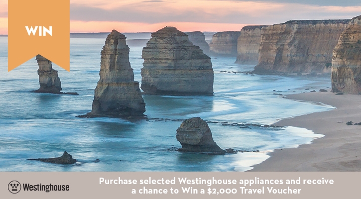 Purchase selected Westinghouse appliances for a Chance to Win a $2,000 Travel Voucher!