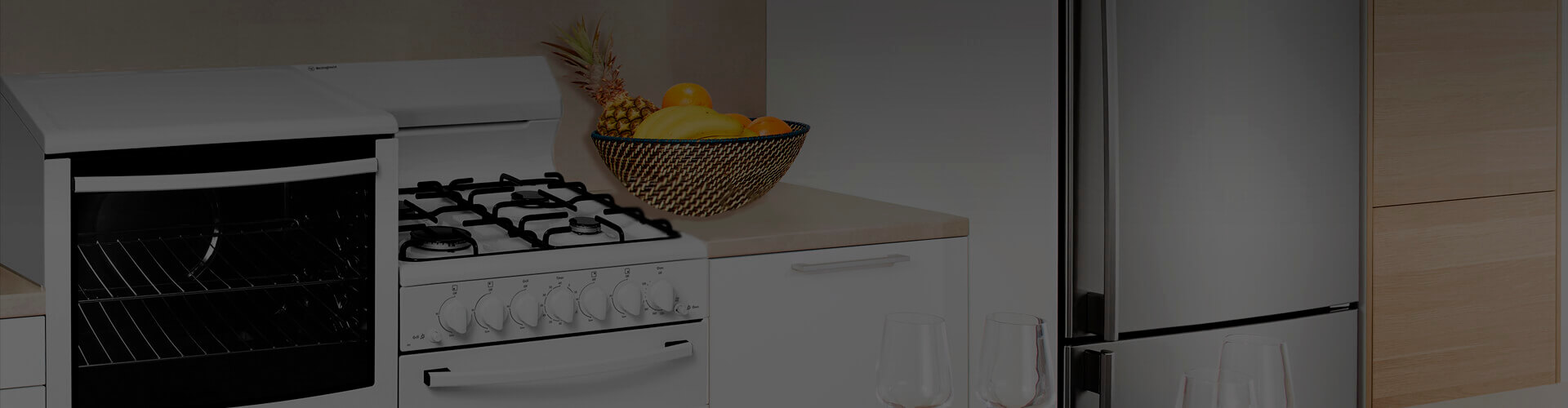 elevated gas oven and cooktop