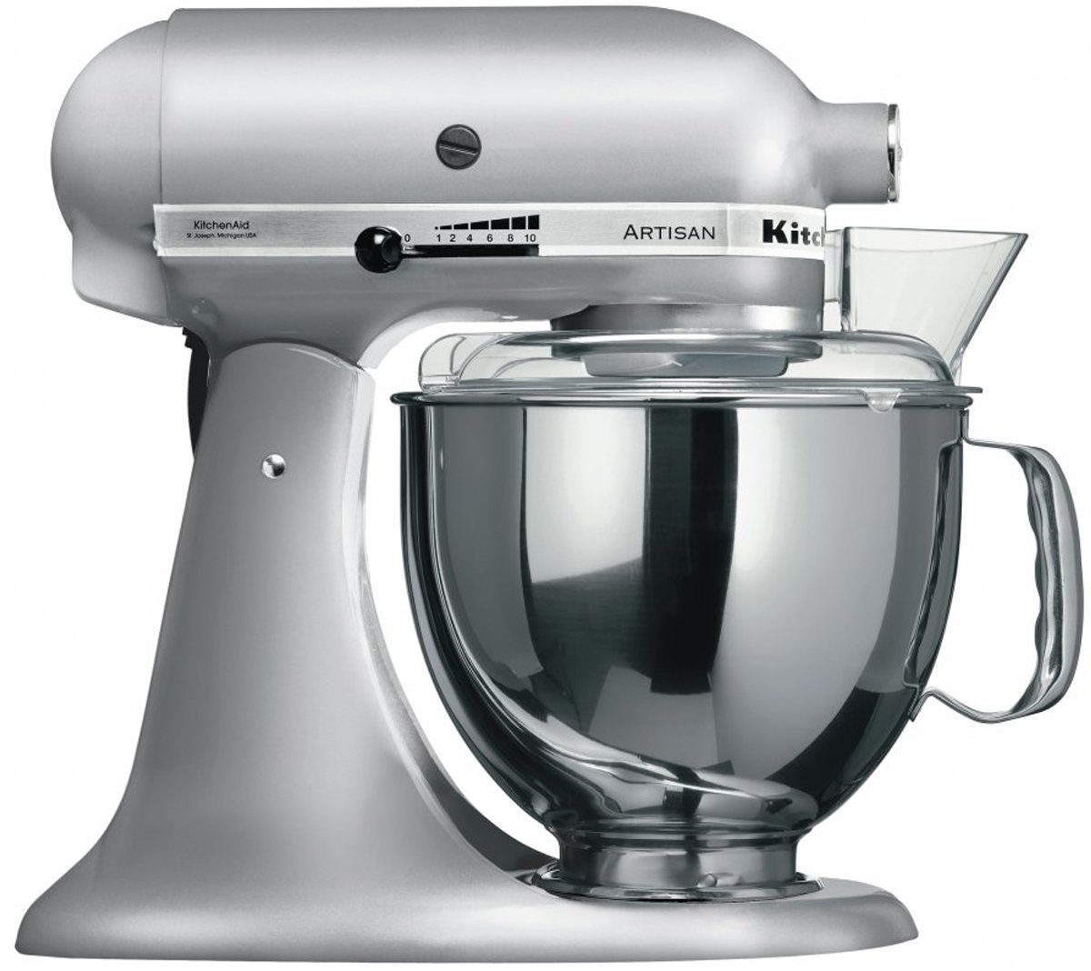 silver kitchenaid mixer