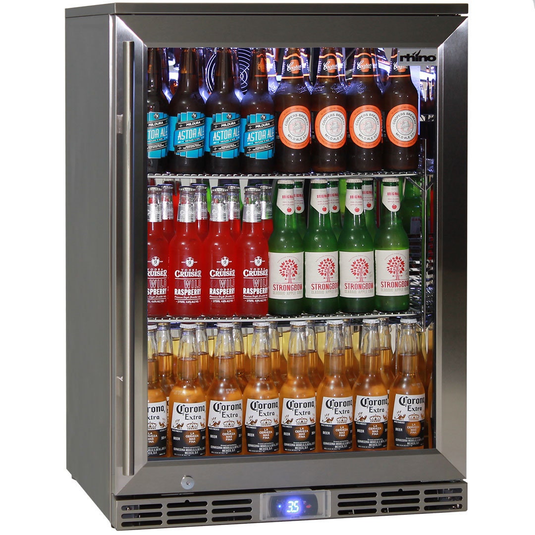 Rhino 129L Stainless Steel Bar Fridge With Heated Glass SG1RHDQ