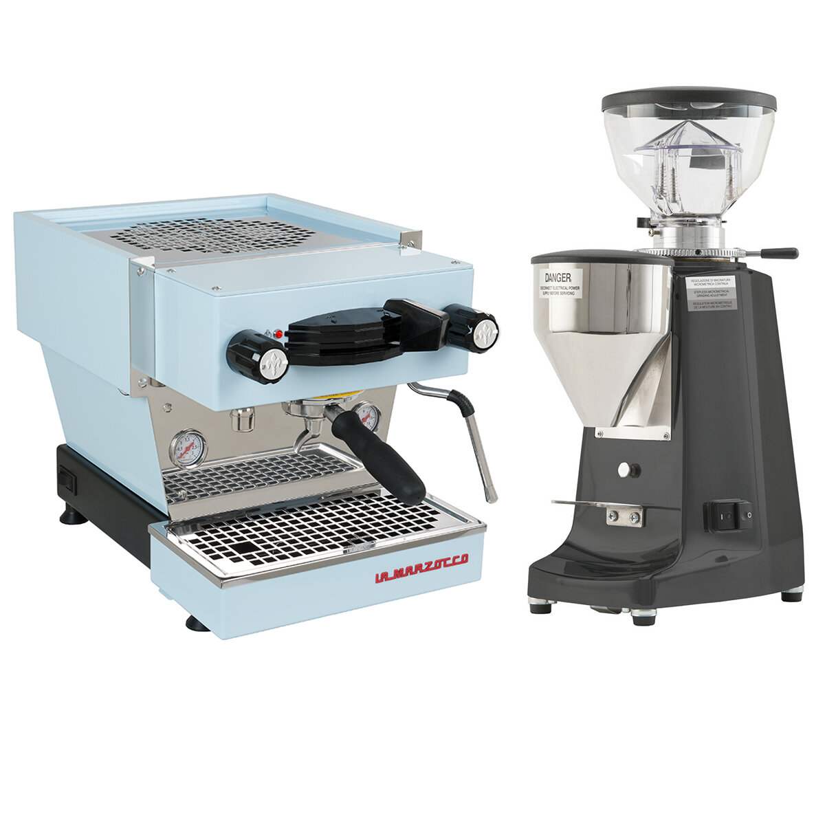 La Marzocco Linea Mini Blue Home Package With White Grinder WAMPACKBLW