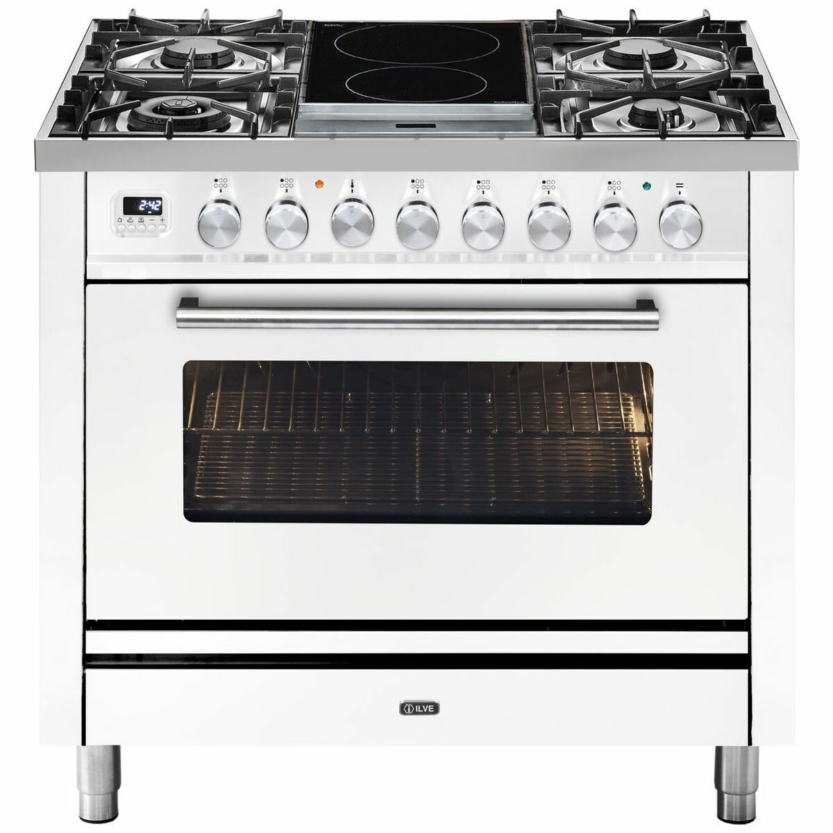 white freestanding induction range