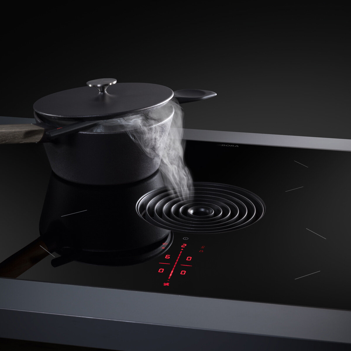 bora pure induction cooktop with integrated cooktop extractor