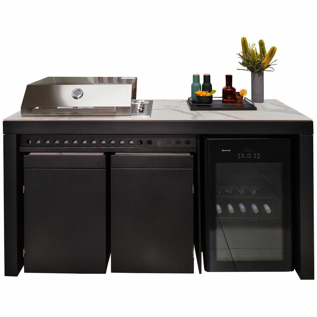 Everdure Neo Black Outdoor Kitchen With BBQ And Fridge