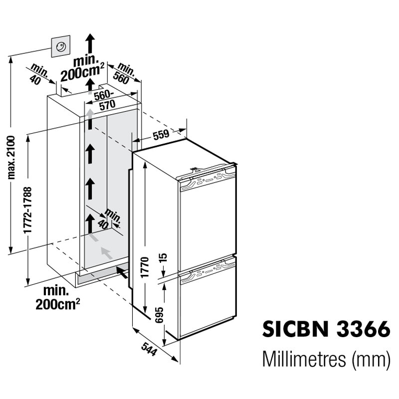 AEG SCB618F3LS Integrated Fridge Freezer With Sliding Door Fixing Kit