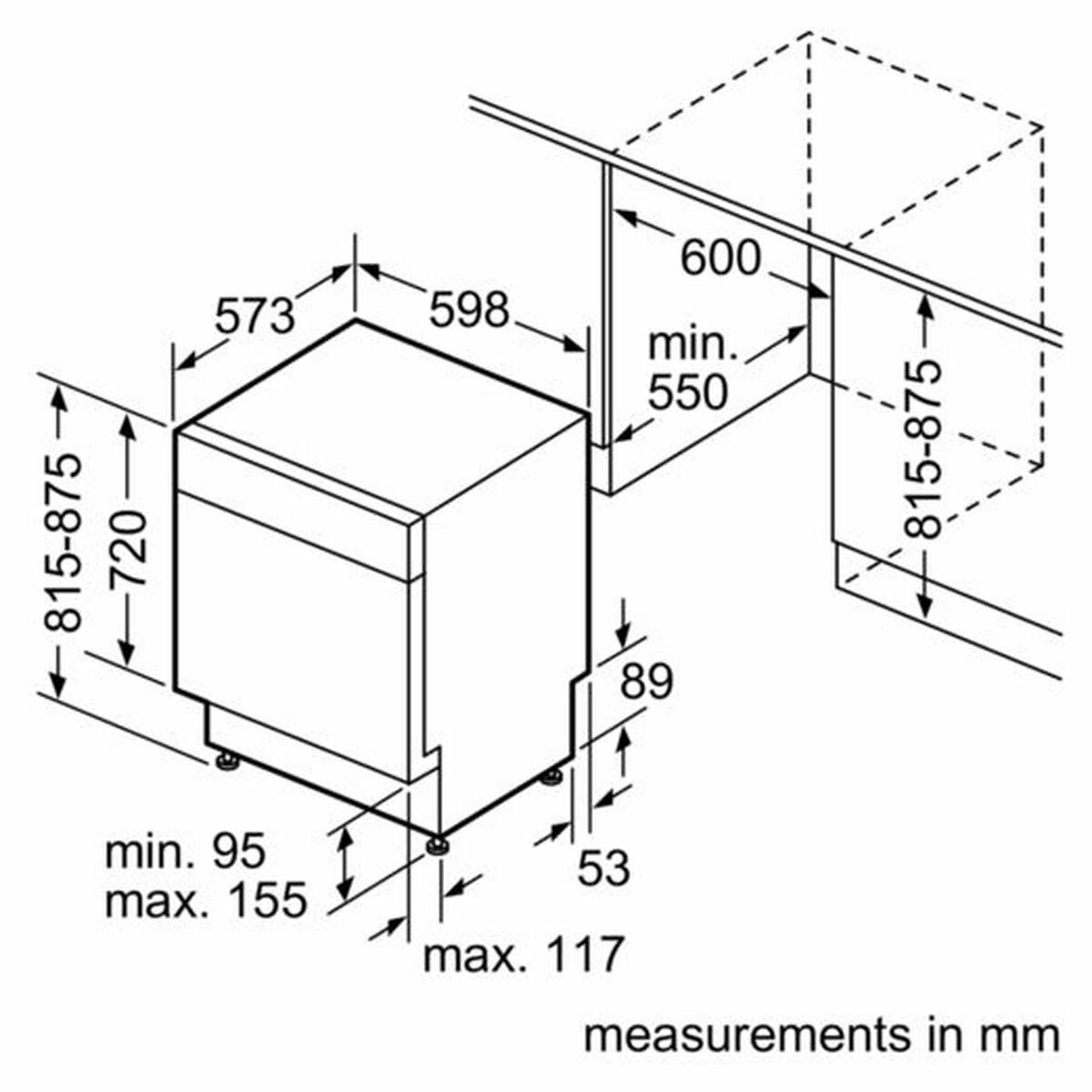 Under Bench Dishwasher Dimensions